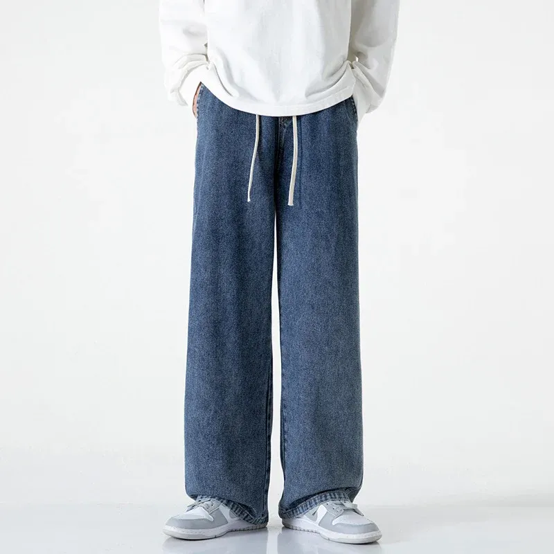 Herren Weitbeinige Denim-Baggyhose mit Tunnelzugbund und geradem Saum Echo Archiv