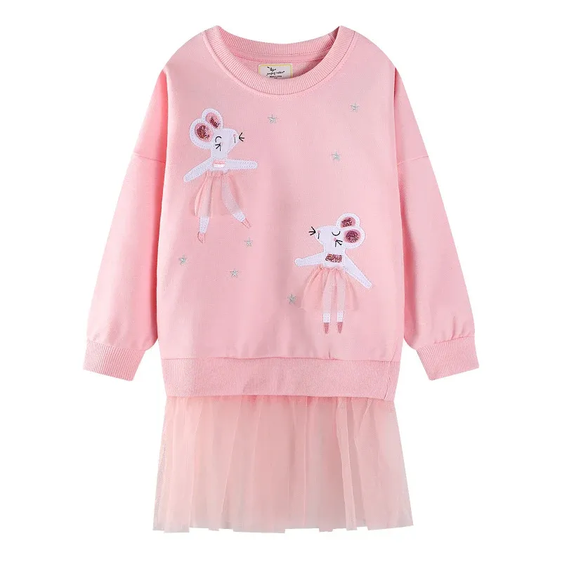Mädchen Sweatshirt mit Tüllrock und niedlicher Tierstickerei