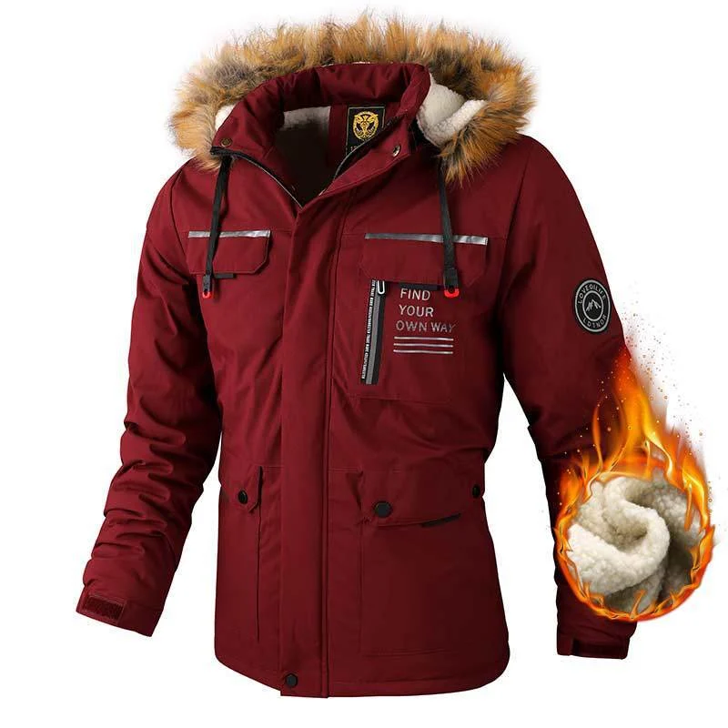 Herren isolierte Winterjacke mit wärmendem Kunstfellkragen – Marzano