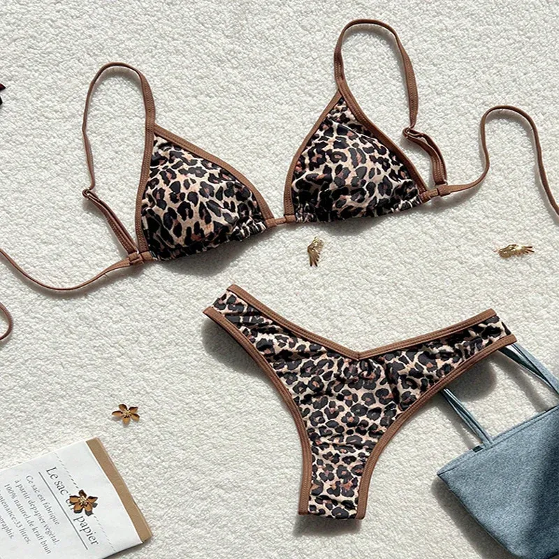Damen Triangel-Bikini-Set mit tierischem Muster und verspieltem Design – Maréssa