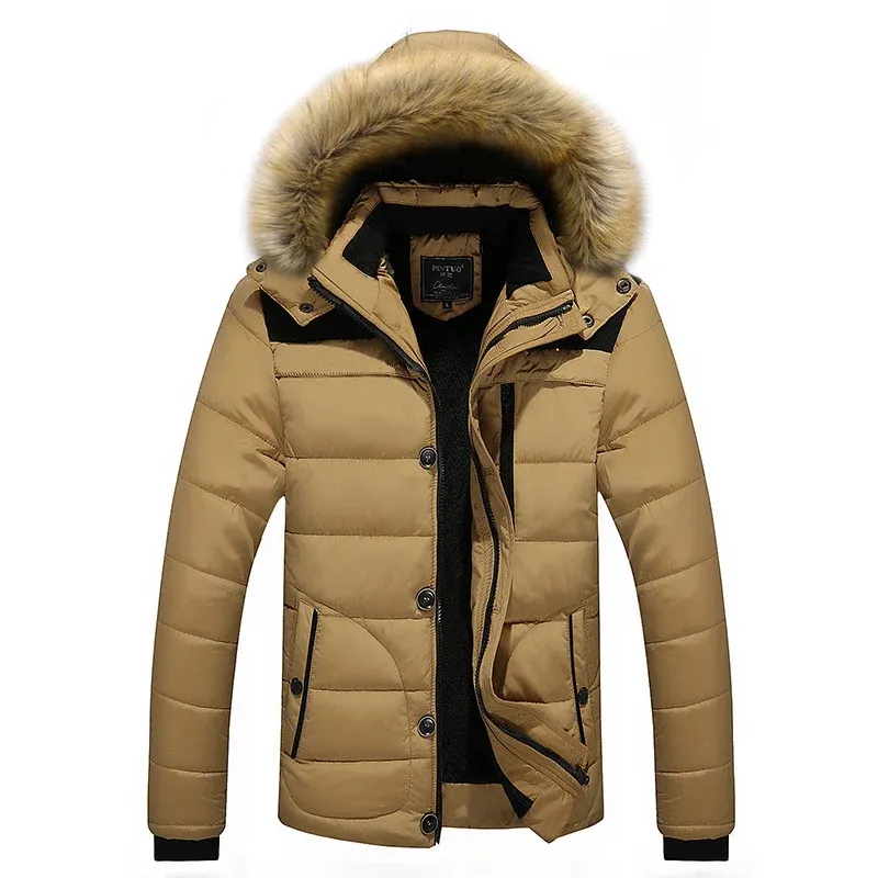 Herren isolierter Steppparka mit abnehmbarer Kapuzenblende und winddichter Front Echoarchiv