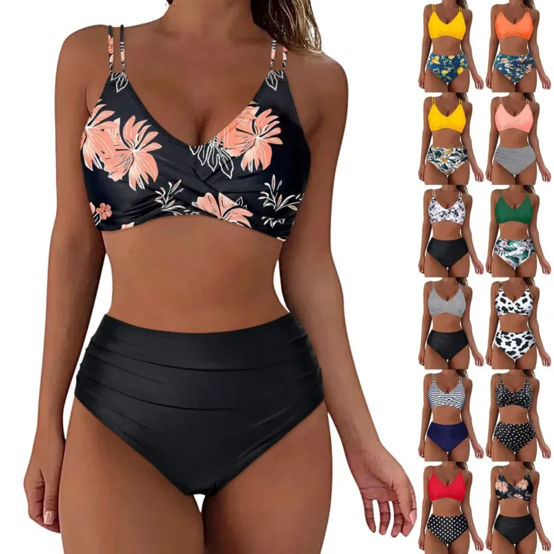 Damen Trendiger Hochschnitt-Bikini mit Raffung – Maréssa
