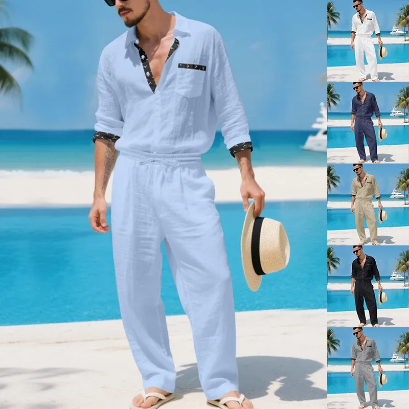 Herren elegante Leinenbluse mit praktischen Taschen – Arvello