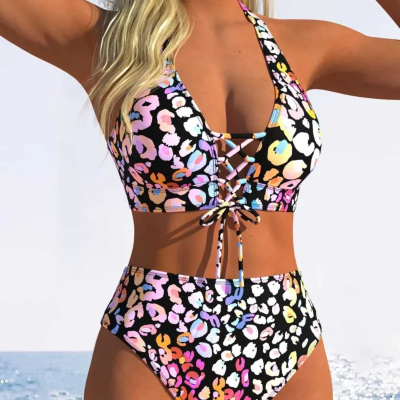 Damen Bikini-Set mit hoch tailliertem Schnitt und verspieltem Schnürdetail – Maréssa