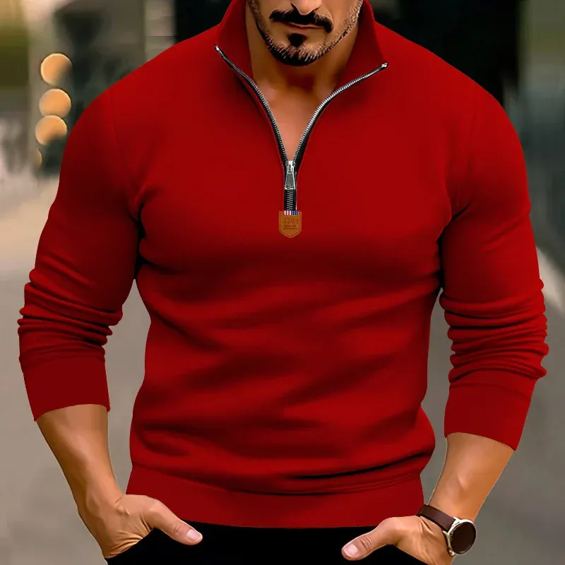 Herren eleganter Pullover mit Stehkragen und Reißverschluss – Norvane