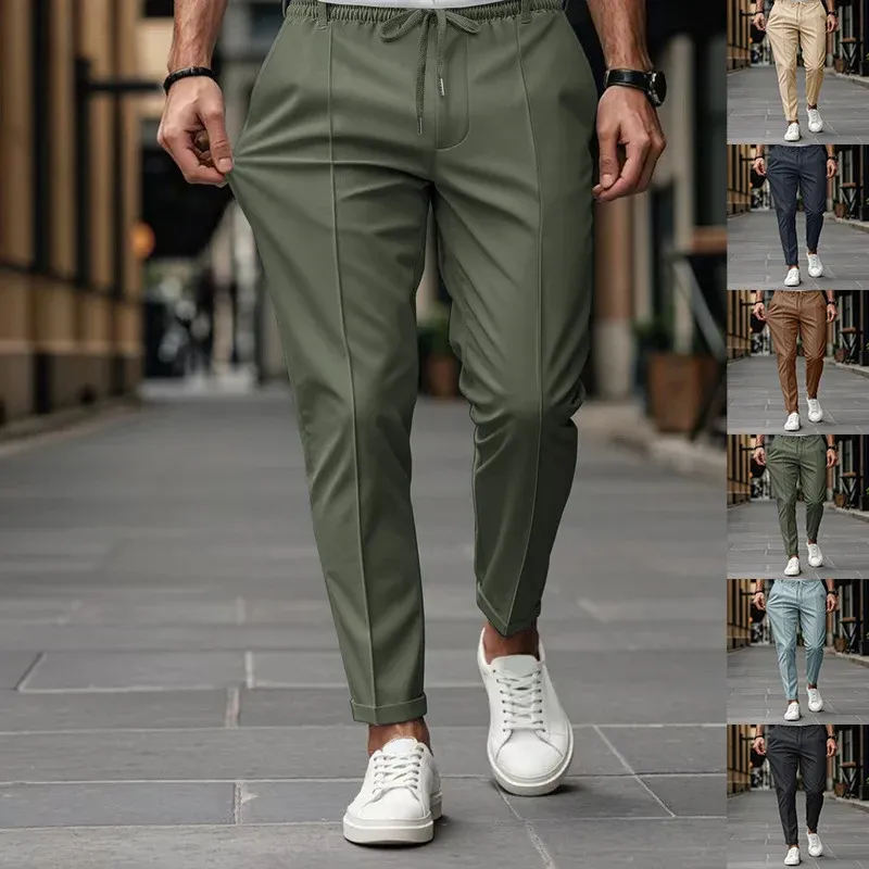 Herren elegante Chinohose mit dehnbarem Bund und seitlichen Taschen – Alveron