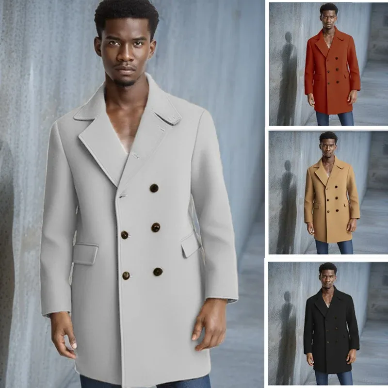 Herren eleganter Doppelreiher-Mantel mit modernem Schnitt und praktischen Taschen – Montevé