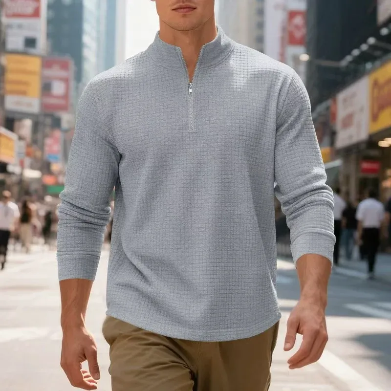 Herren Thermo-Pullover mit Stehkragen und hochwertiger Struktur – Marzano