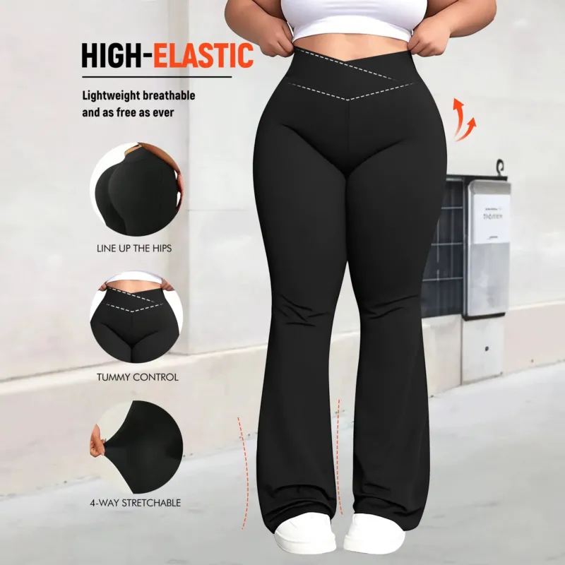 Damen taillenhohe Shaping Bootcut-Leggings mit Bauchkontrolle und 4-Wege-Stretch – Avélisse
