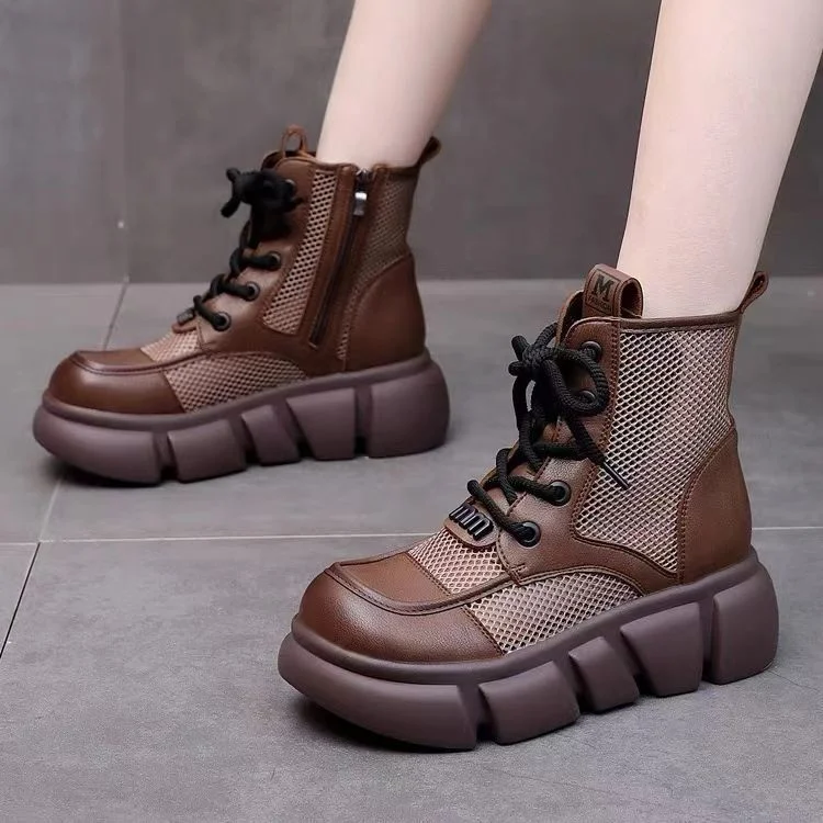 Damen Sportliche High-Top Sneakers mit Luftdurchlässigem Mesh und Chunky Sohle – Névara