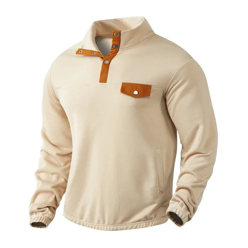 Herren Modischer Pullover mit halbem Reißverschluss und praktischer Brusttasche – Marzano
