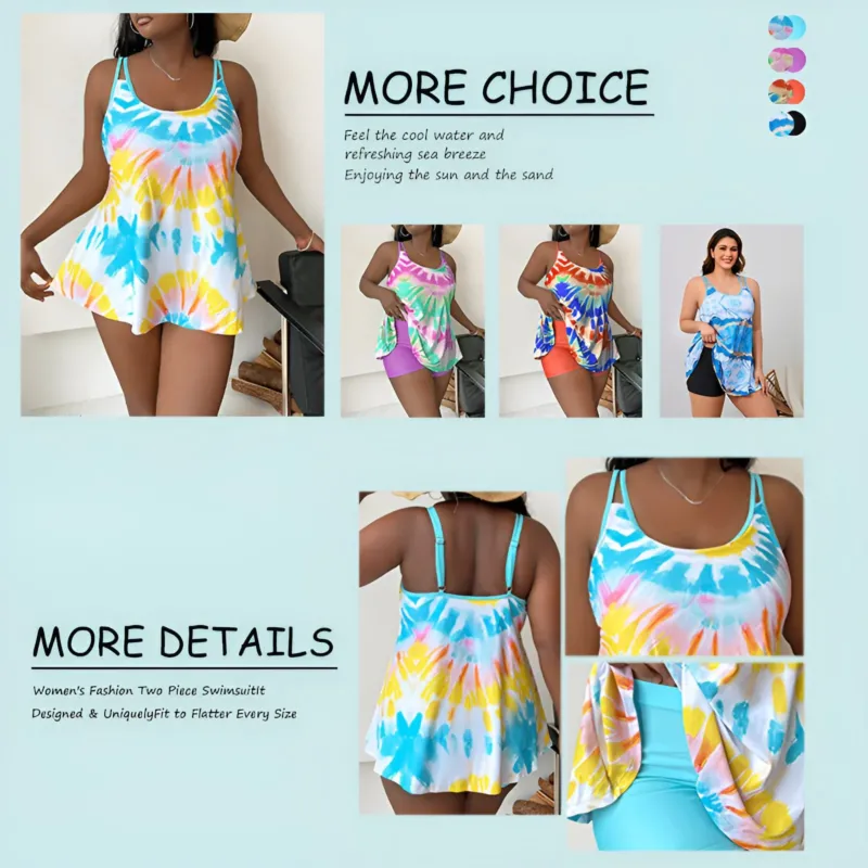 Damen Tankini mit lockerem Schnitt und buntem Batikdesign – Maréssa