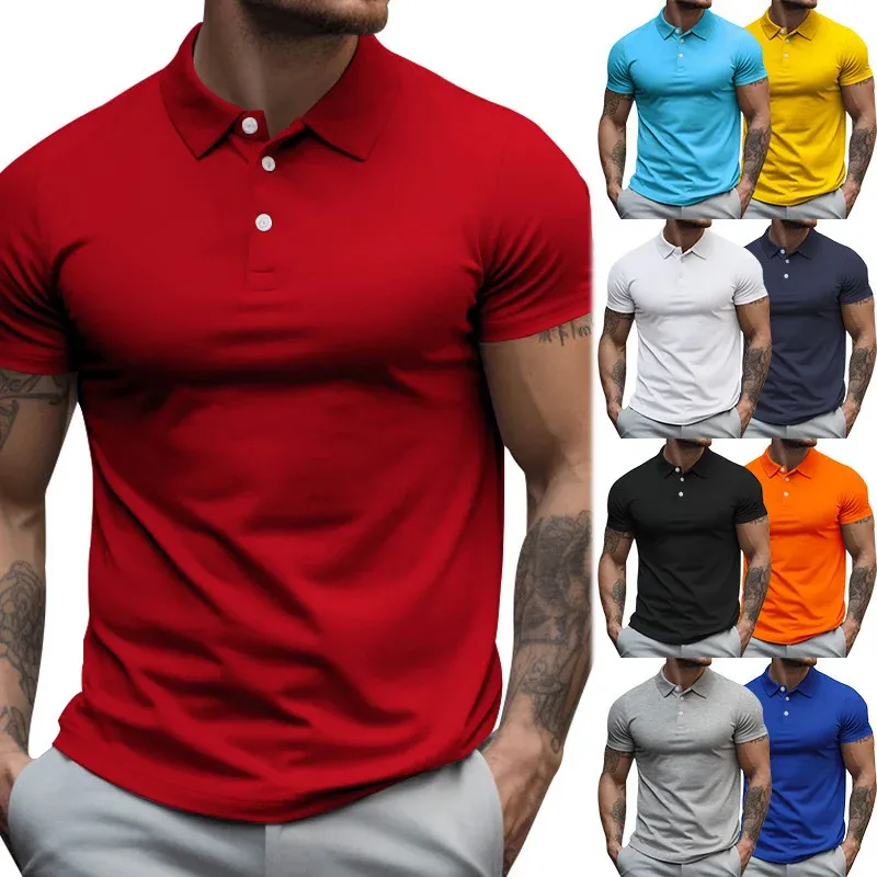 Herren tailliertes Stretch-Polo mit Hemdkragen kurzer Knopfleiste und körpernahem Schnitt – Cavello