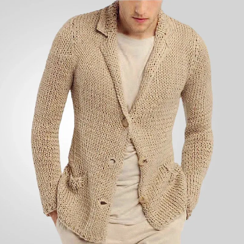 Herren Strickblazer mit natürlichem, rustikalem Design und praktischen Taschen – Tianoro