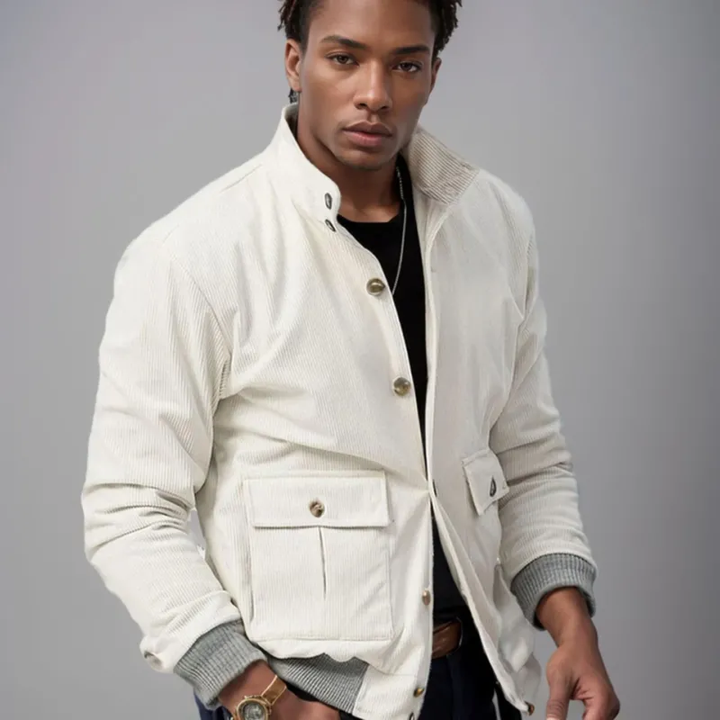 Herren moderne Steppjacke mit praktischen Taschen und hohem Kragen – Taviero