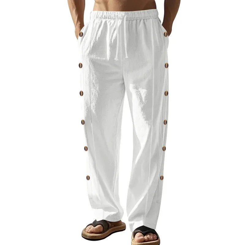 Herren bequeme Strandhose mit seitlichen Knöpfen – Sorevano