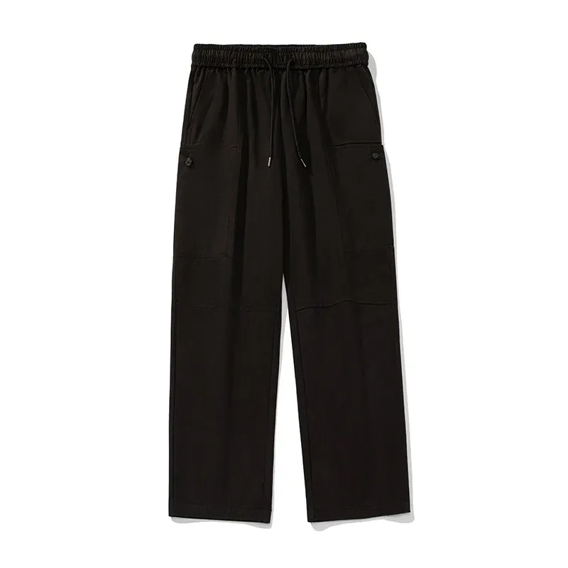 Unisex Weite Relaxed-Cargo-Palazzo-Hose mit elastischem Kordelbund und aufgesetzten Knopf-Taschen Echo Archiv