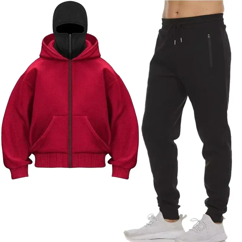 Herren Kapuzenjacke mit hohem Kragen und Jogginghose – Cavarno