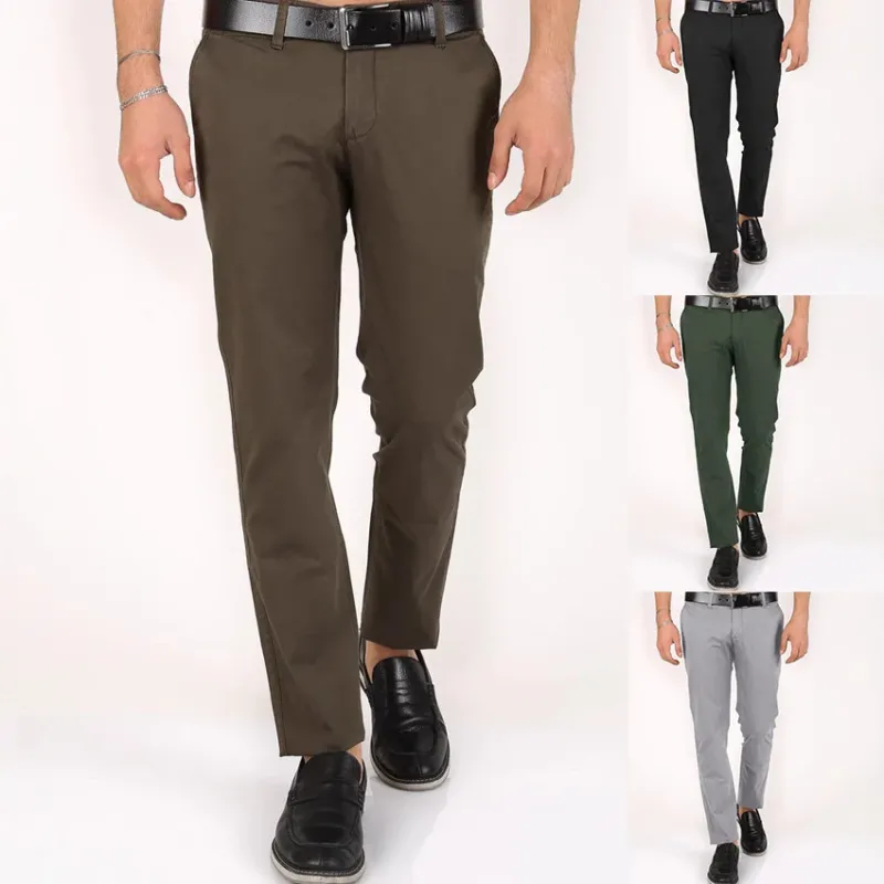 Herren Slim-Fit Freizeithose aus leichtem Baumwollmix mit elastischem Bund und praktischen Taschen – Sorevano