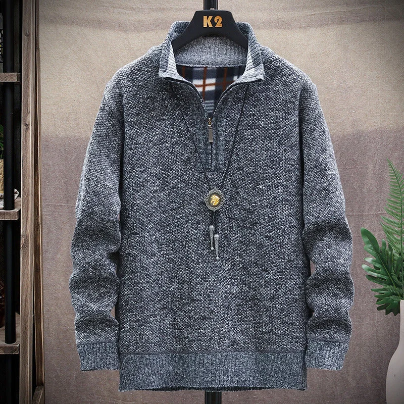 Herren Strickpullover mit halber Reißverschluss und modernem Design – Norvane