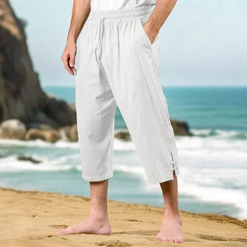 Herren lässige Strandhose mit praktischen Seitentaschen und elastischem Bund – Sorevano