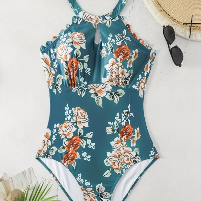 Damen Einteiliger Badeanzug mit elegantem Schnitt und floralem Design – Maréssa