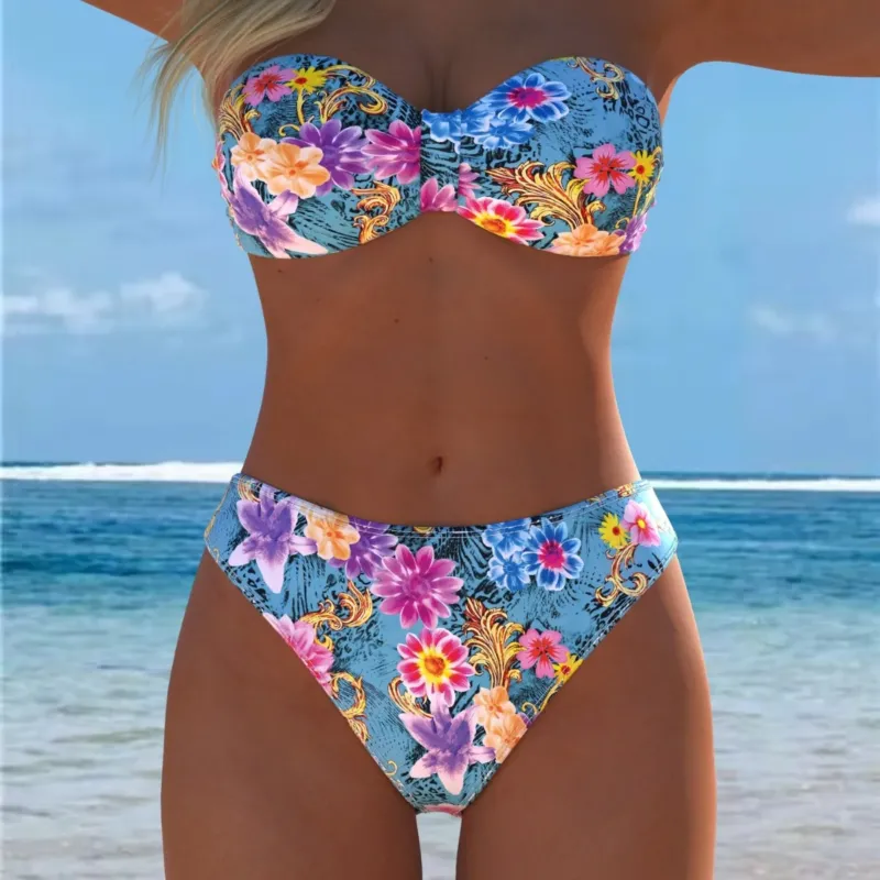 Damen Bikini-Set mit einem eleganten Bustier-Oberteil und hohem Beinausschnitt – Maréssa
