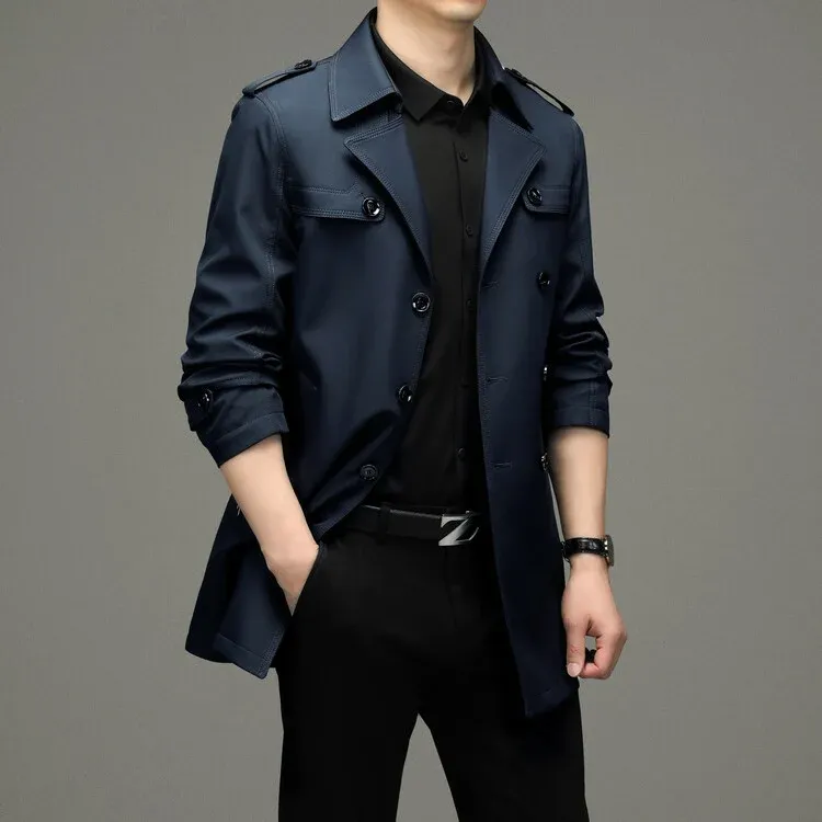 Herren eleganter Trenchcoat mit modischen Details – Marzano