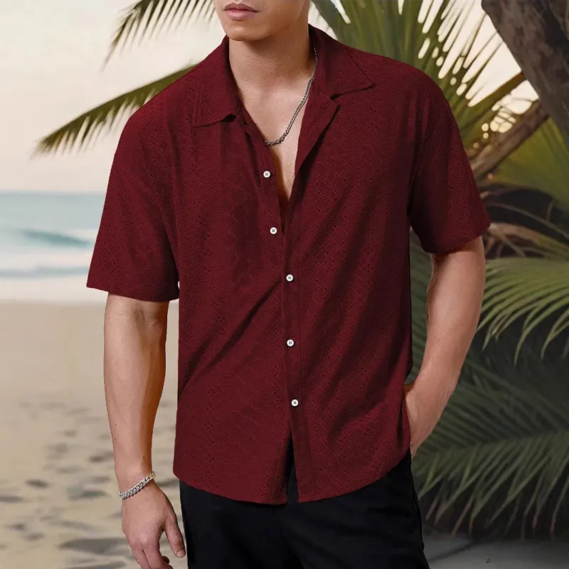 Herren Kurzarmhemd mit strukturiertem Design und atmungsaktivem Material – Arvello