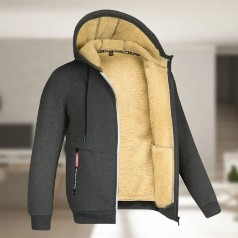 Lässige Herren Winterjacke mit Kapuze und Fleece – Marzano