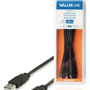 Valueline USB 2.0 Kabel USB A male - Micro-B male flach 2.00 m Schwarz