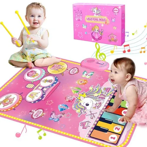 Baby Toys , 2-in-1 Music Mat, Piano Mat for Toddlers, Drum Toys