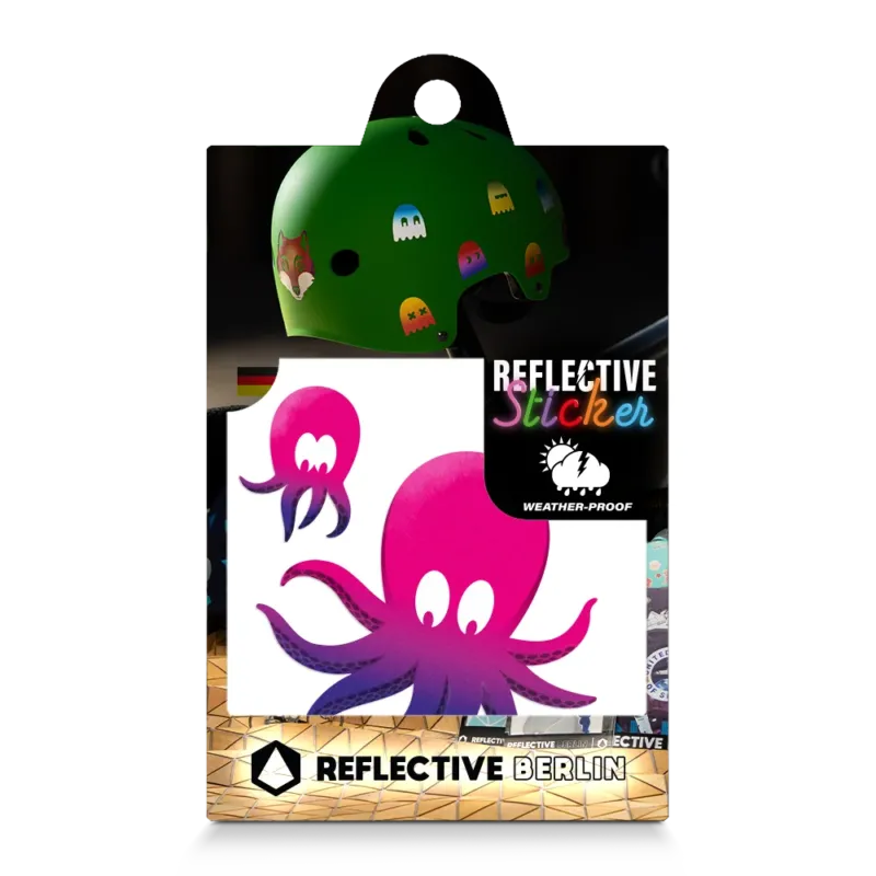 Reflective Sticker Decals - Octopus (Neptune) Deep Pink Reflective Berlin