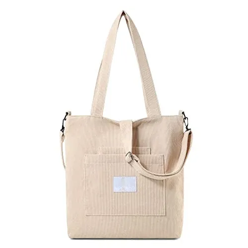 Shoulder Bag - Corduroy Shoulder Bag Women's Handbag, Shopper Handle Bag for Office School Shopping Travel