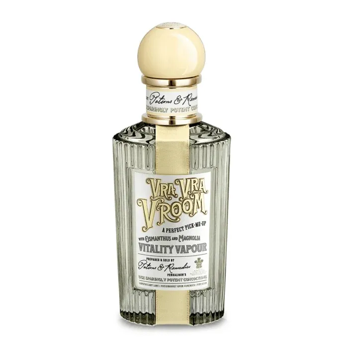 Penhaligon's - Potions & Remedies - Vra Vra Vroom Flakon mit cremefarbenem Deckel und elegantem vintage Etikett in hellem Design
